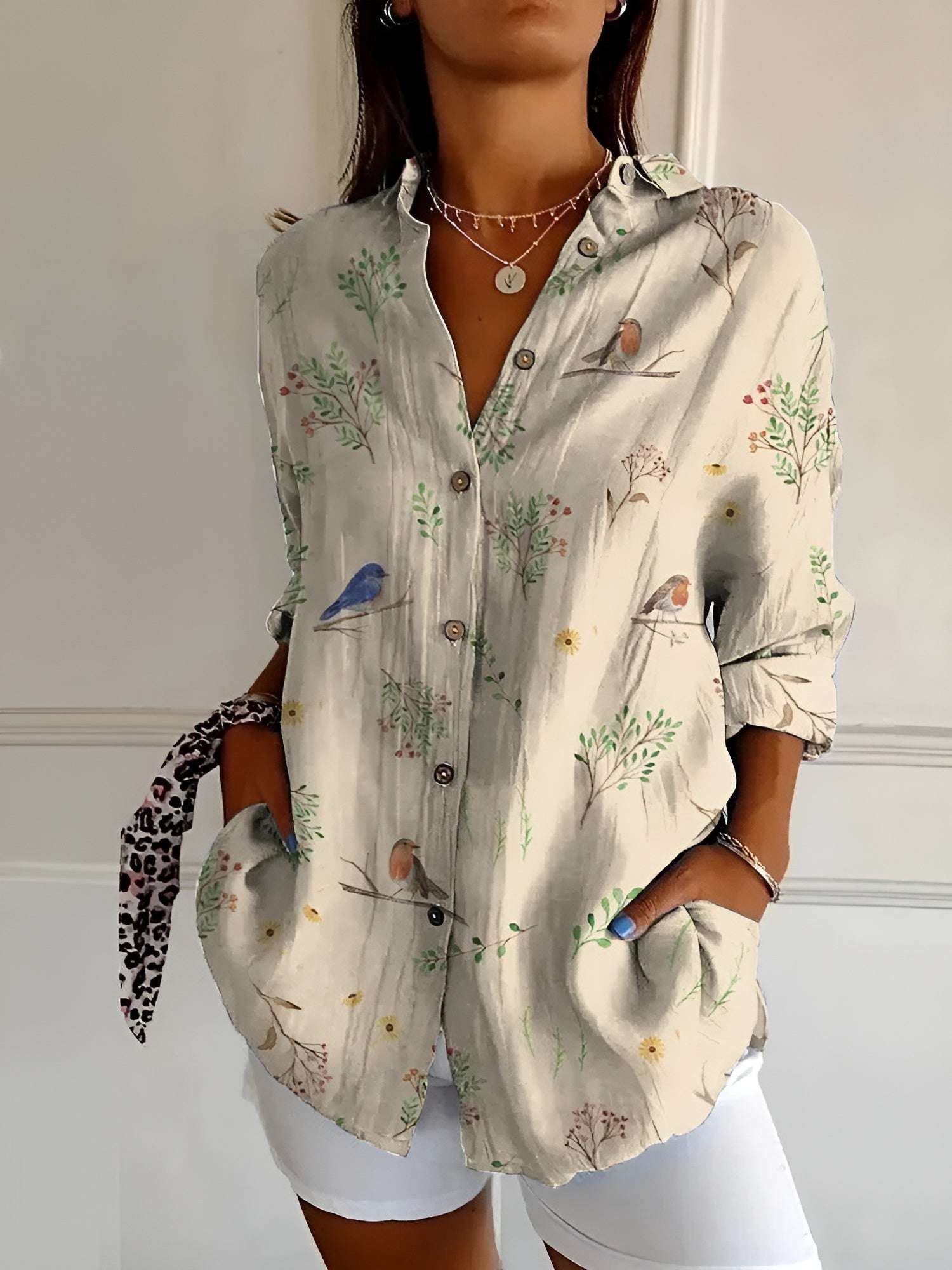 Image of Frida | Dame Skjorte med Knapper og Print