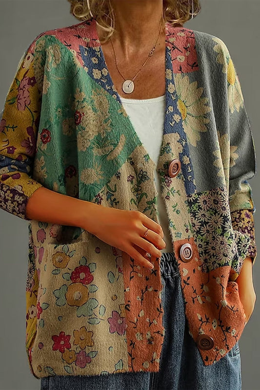 Évelyne | Cardigan Floral Oversize Femme - Image 1