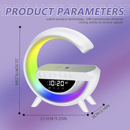 G-lys - Trådløs oplader med Bluetooth-højttaler og RGB-lampe