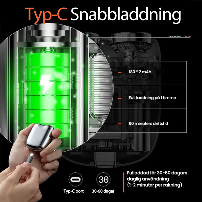 Genopladelig og kompakt elektrisk barbermaskine til mænd