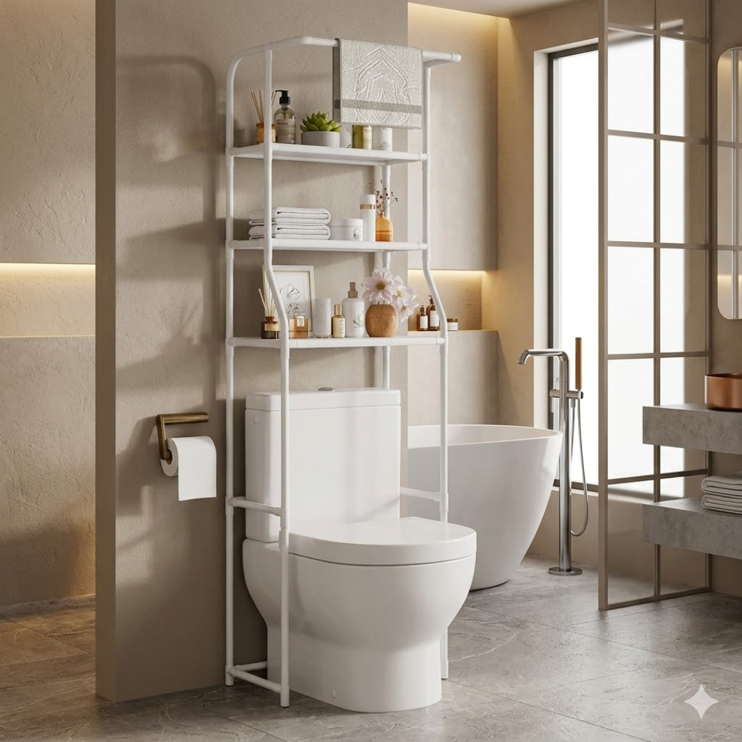 GlideHold® Badeværelseshylde: Stilfuld Minimalistisk 3-Tiers Badeværelseshylde