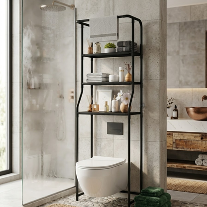 GlideHold® Badeværelseshylde: Stilfuld Minimalistisk 3-Tiers Badeværelseshylde
