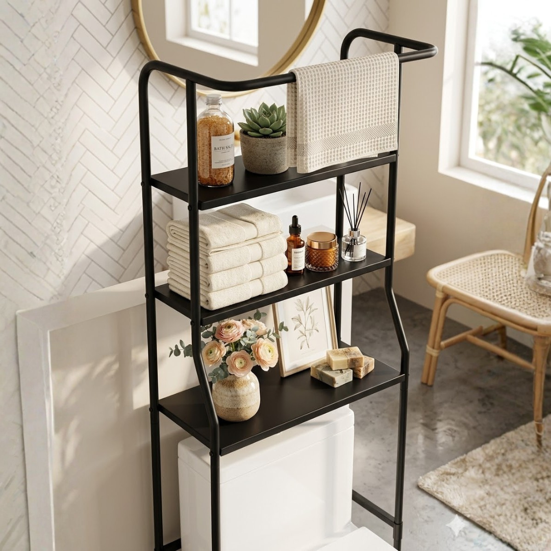 GlideHold® Badeværelseshylde: Stilfuld Minimalistisk 3-Tiers Badeværelseshylde