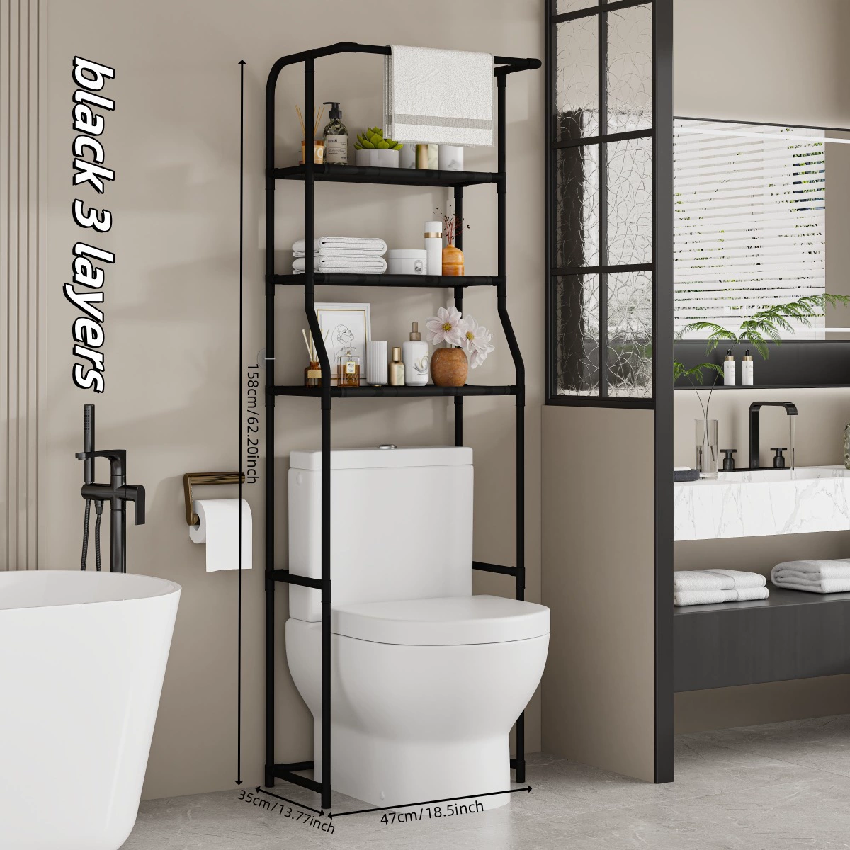 GlideHold® Badeværelseshylde: Stilfuld Minimalistisk 3-Tiers Badeværelseshylde