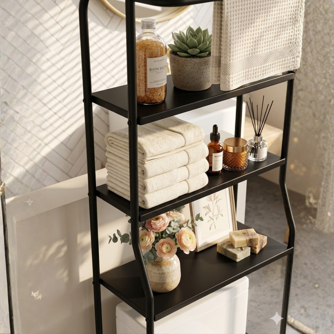 GlideHold® Badeværelseshylde: Stilfuld Minimalistisk 3-Tiers Badeværelseshylde