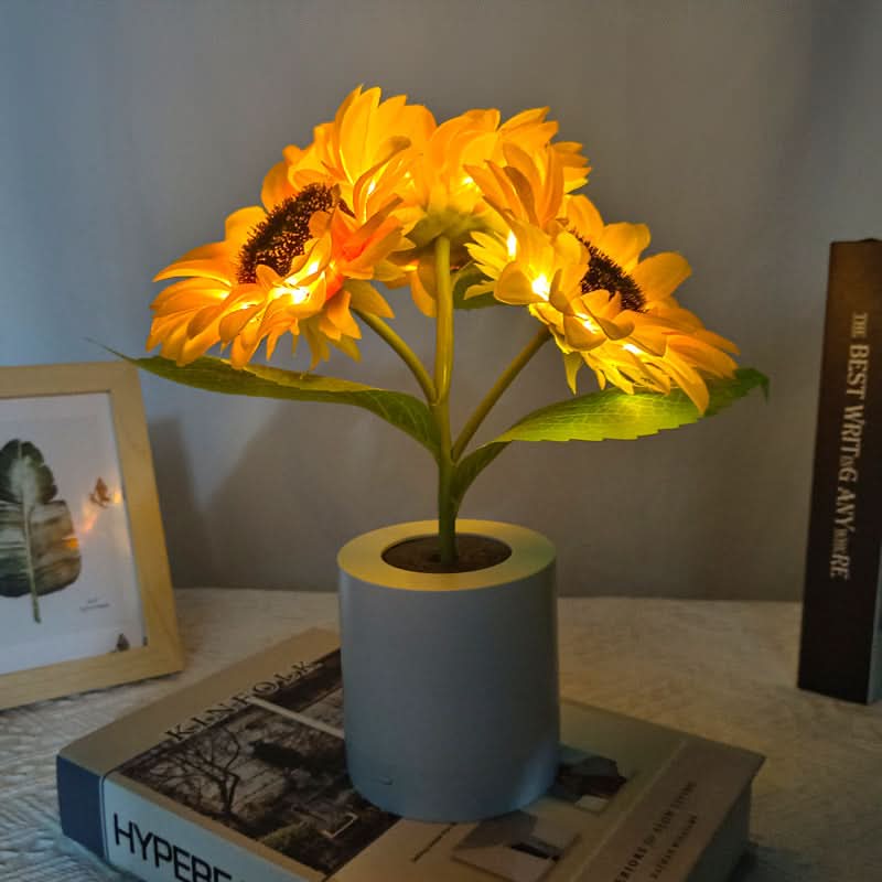 Glitrende Solsikke LED Bordlampe