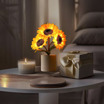 Glitrende Solsikke LED Bordlampe