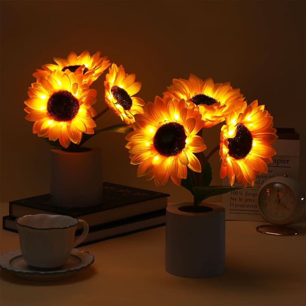Glitrende Solsikke LED Bordlampe
