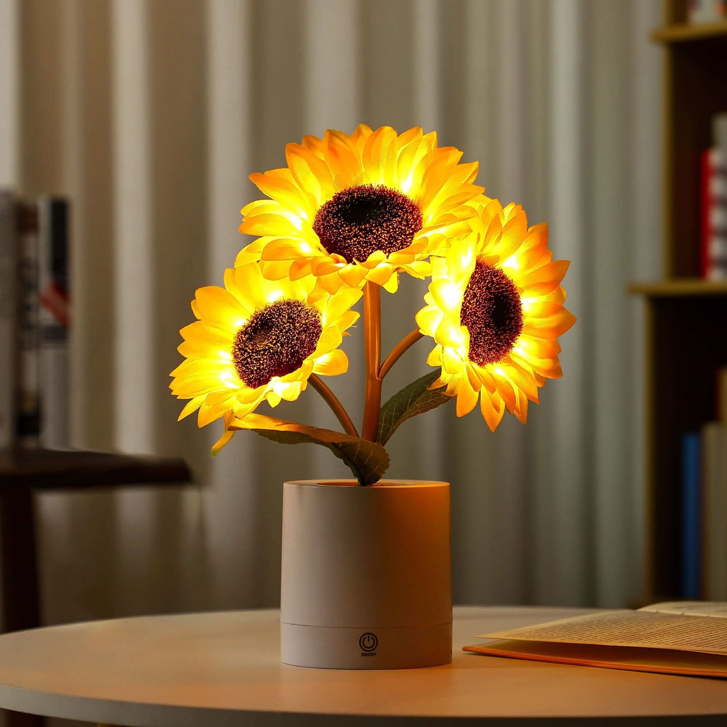 Glitrende Solsikke LED Bordlampe