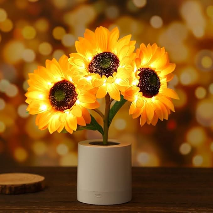 Glitrende Solsikke LED Bordlampe