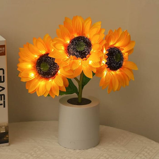 Glitrende Solsikke LED Bordlampe