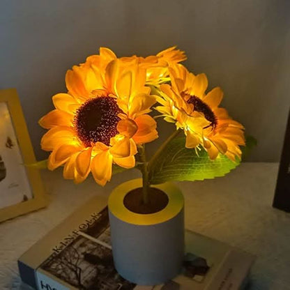 Glitrende Solsikke LED Bordlampe