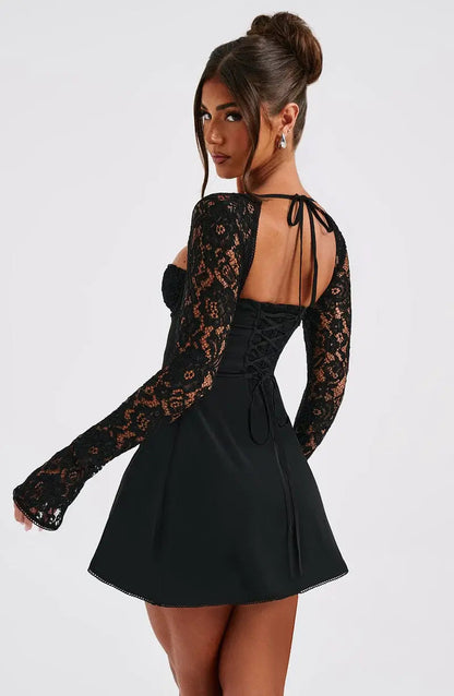 Image of Gro | Dame Langærmet Blonde Bodycon Mini Kjole