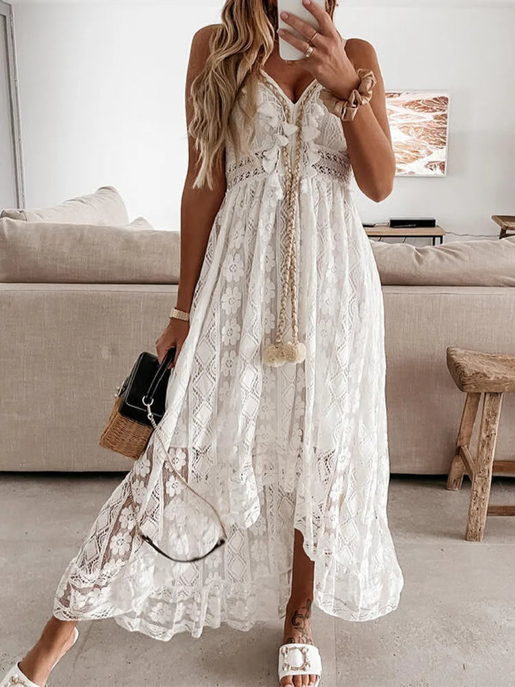 Image of Gyde | Dame V-Hals Blonde Maxi Kjole