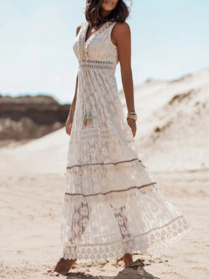 Image of Gyde | Dame V-Hals Blonde Maxi Kjole