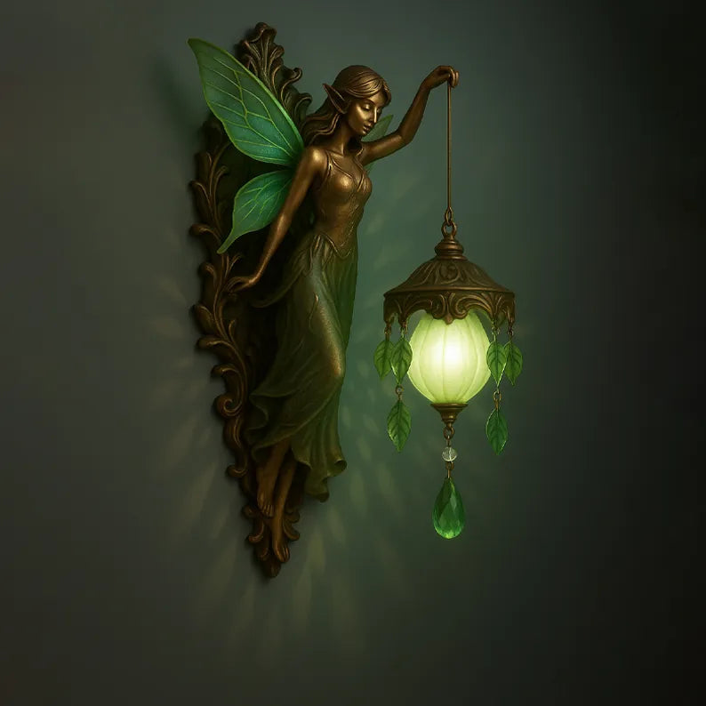 Håndlavet Væglampe med Blødt LED Lys – Fancy Spirituelt Tema – Trådløs Sconce