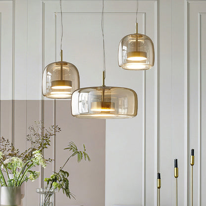 Hailie Retro LED Pendellamper Guld Amber Metal Glas Soveværelse
