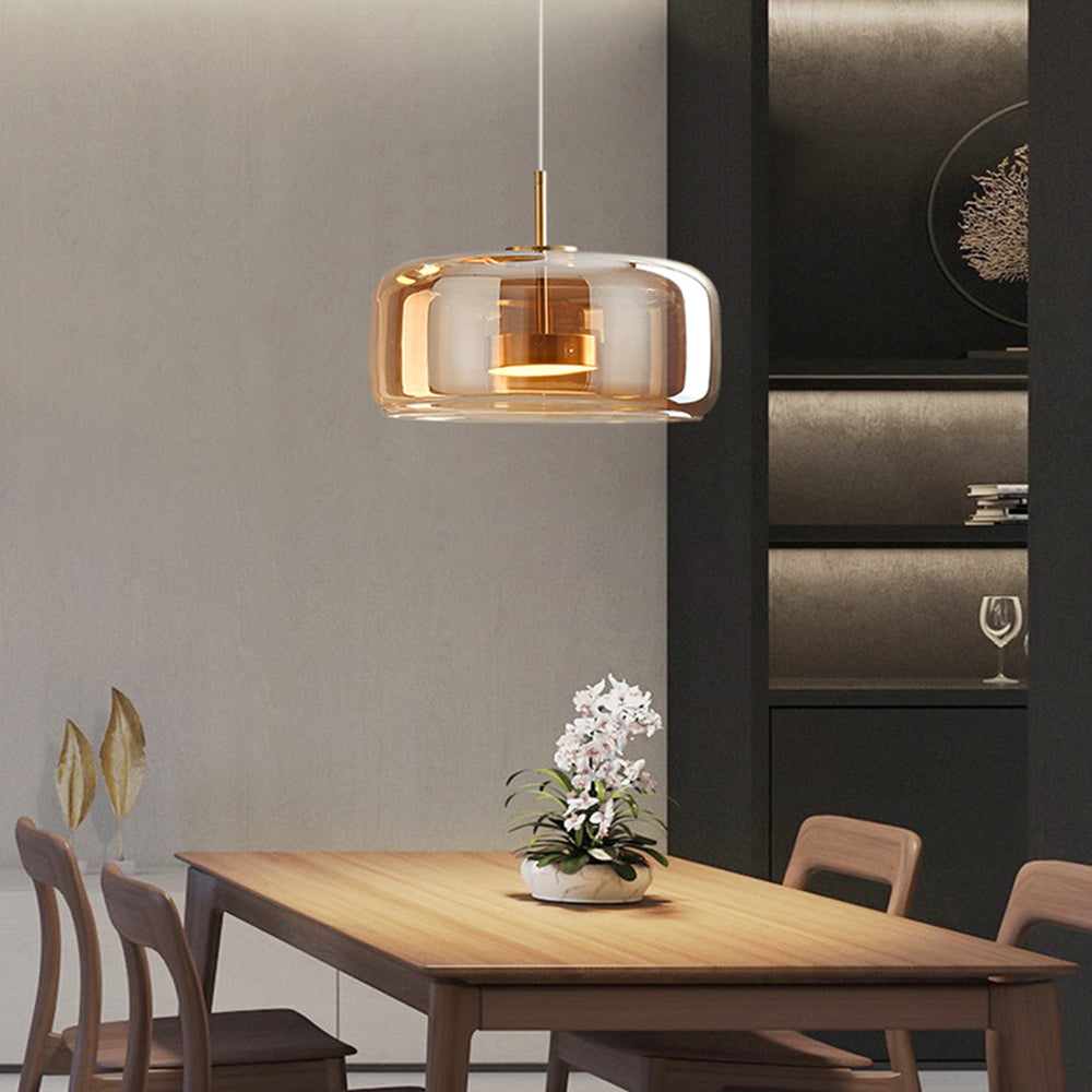 Hailie Retro LED Pendellamper Guld Amber Metal Glas Soveværelse