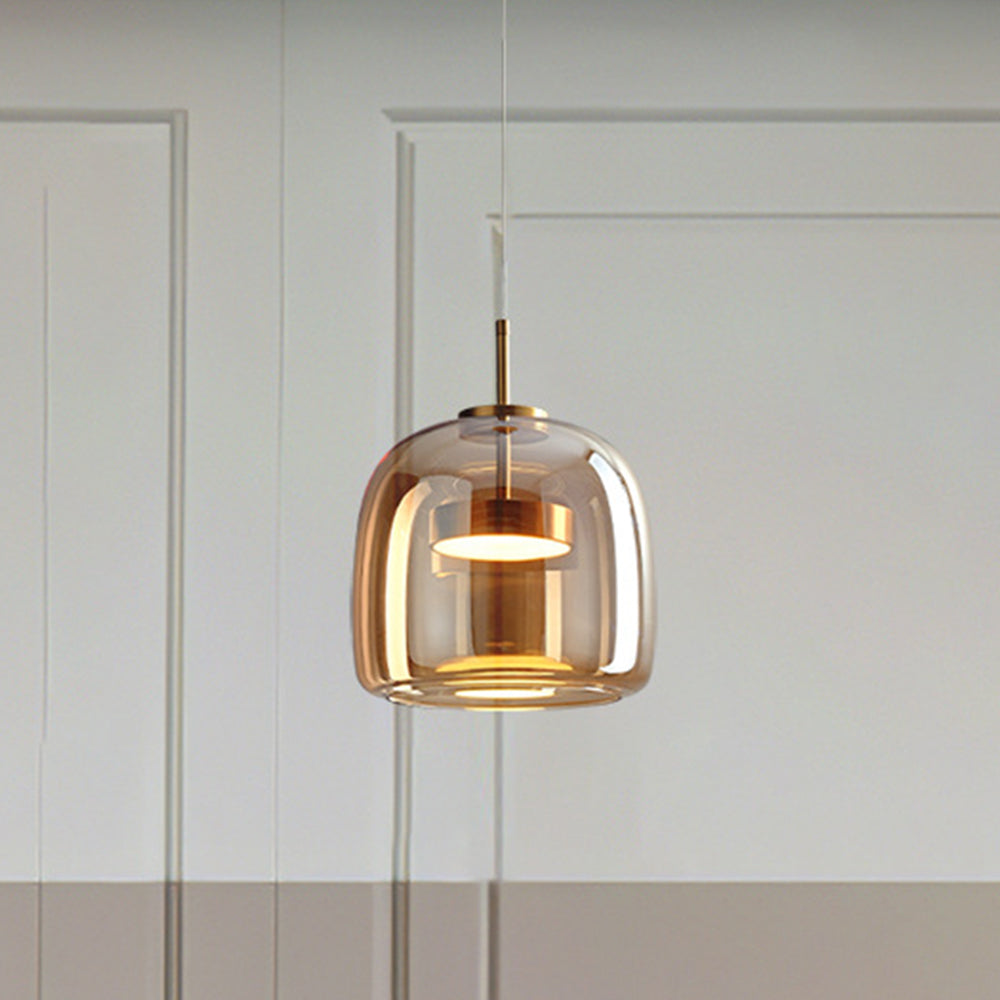 Hailie Retro LED Pendellamper Guld Amber Metal Glas Soveværelse