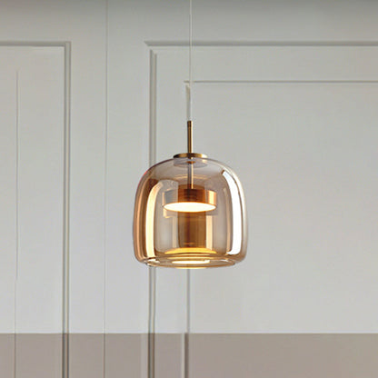 Hailie Retro LED Pendellamper Guld Amber Metal Glas Soveværelse