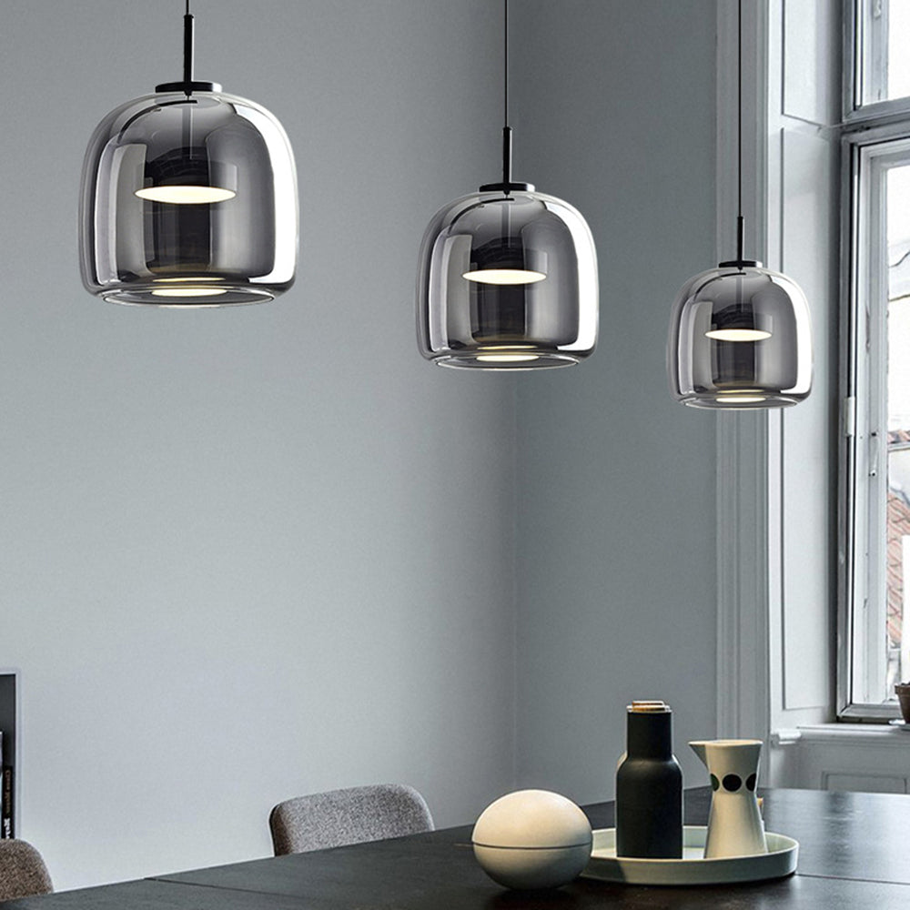 Hailie Retro LED Pendellamper Guld Amber Metal Glas Soveværelse