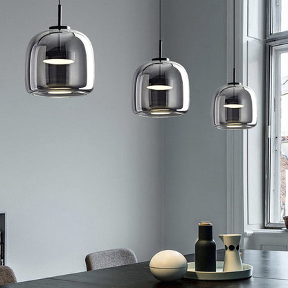 Hailie Retro LED Pendellamper Guld Amber Metal Glas Soveværelse