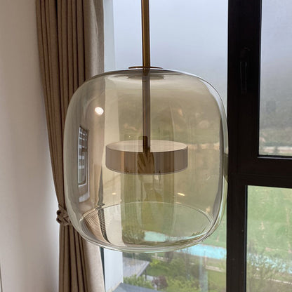 Hailie Retro LED Pendellamper Guld Amber Metal Glas Soveværelse