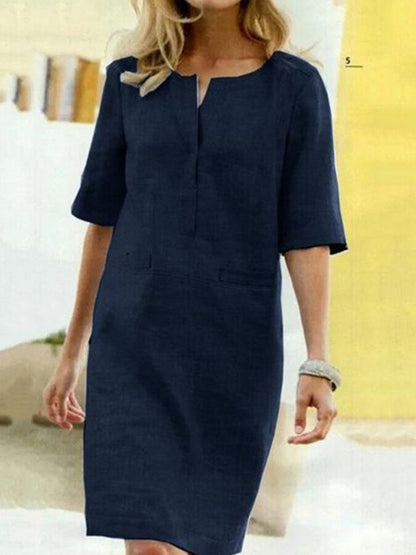 Image of Hanka | Dame Albueærme Casual Midi Kjole