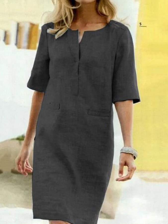 Image of Hanka | Dame Albueærme Casual Midi Kjole