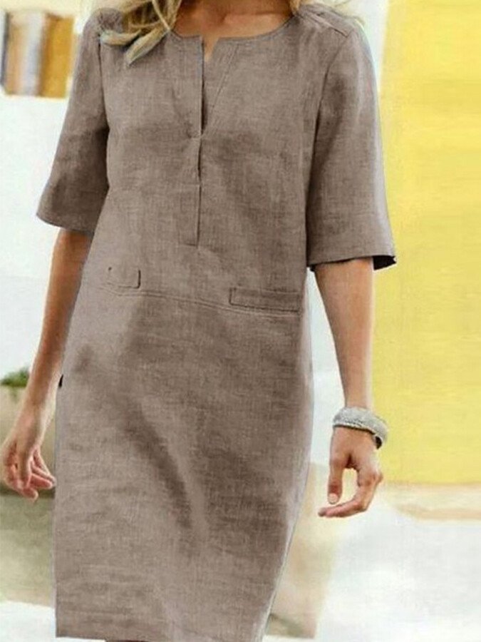 Image of Hanka | Dame Albueærme Casual Midi Kjole