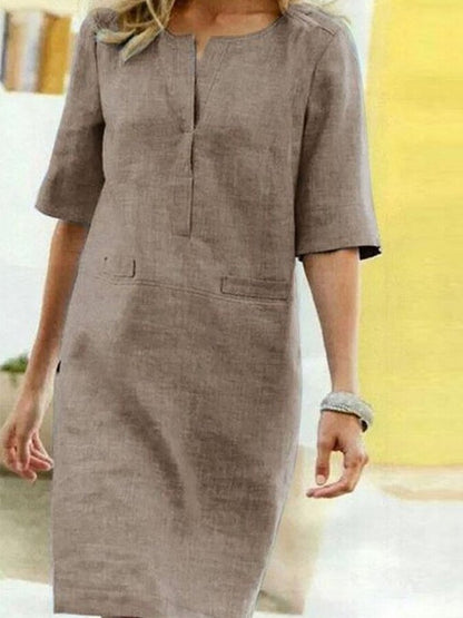 Image of Hanka | Dame Albueærme Casual Midi Kjole