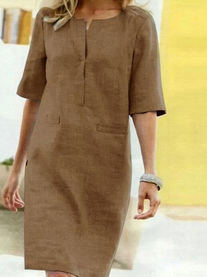 Image of Hanka | Dame Albueærme Casual Midi Kjole
