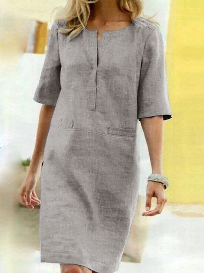 Image of Hanka | Dame Albueærme Casual Midi Kjole