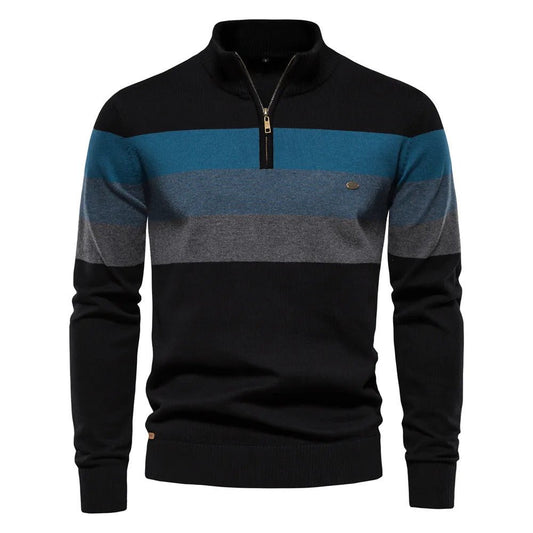 Erwan | Pull rayé à demi-zip pour homme - Image 1