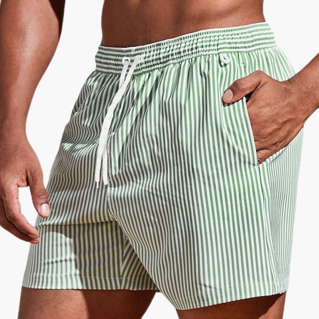 Herre Board Shorts med Striber og Elastisk Talje