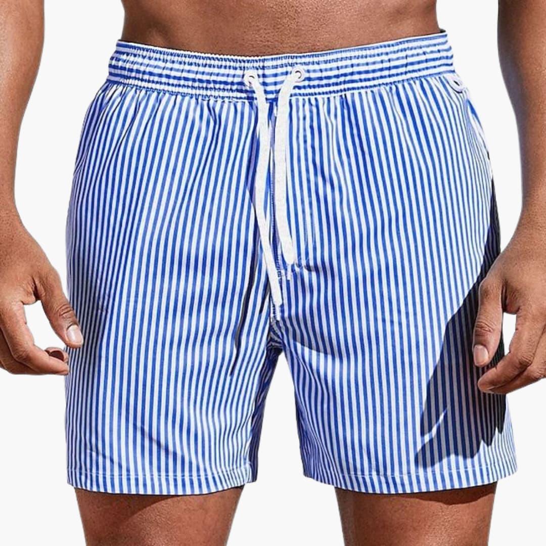Herre Board Shorts med Striber og Elastisk Talje