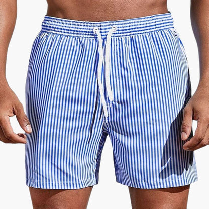 Herre Board Shorts med Striber og Elastisk Talje