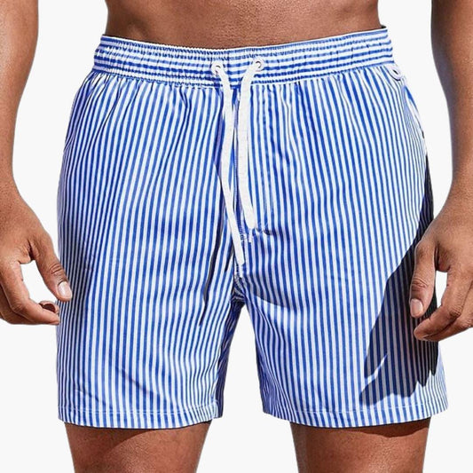 Herre Board Shorts med Striber og Elastisk Talje