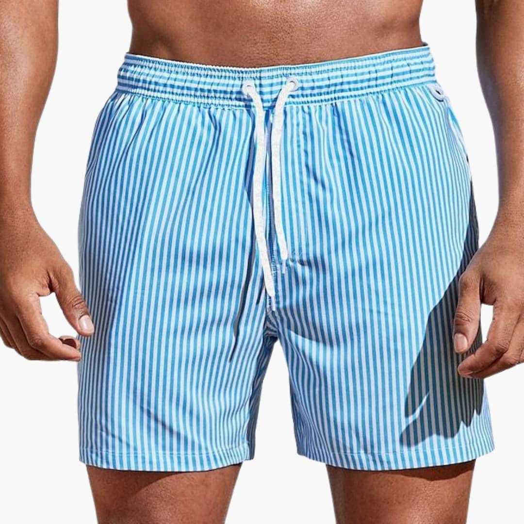 Herre Board Shorts med Striber og Elastisk Talje