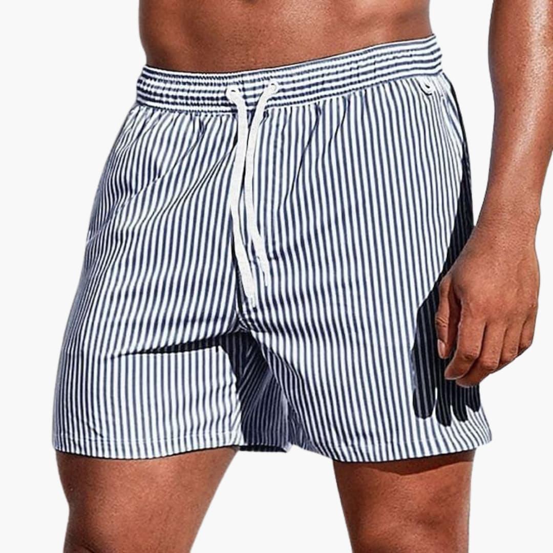 Herre Board Shorts med Striber og Elastisk Talje