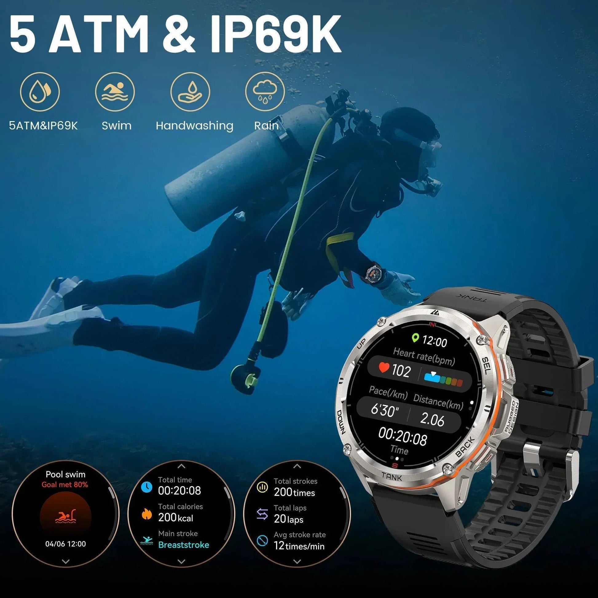 Herre T3 Ultra GPS AMOLED Smartwatch - Robust Fitness Tracker