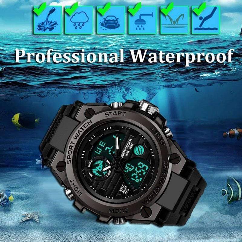 Herres Holdbare Udendørs Sport Dual Display Ur