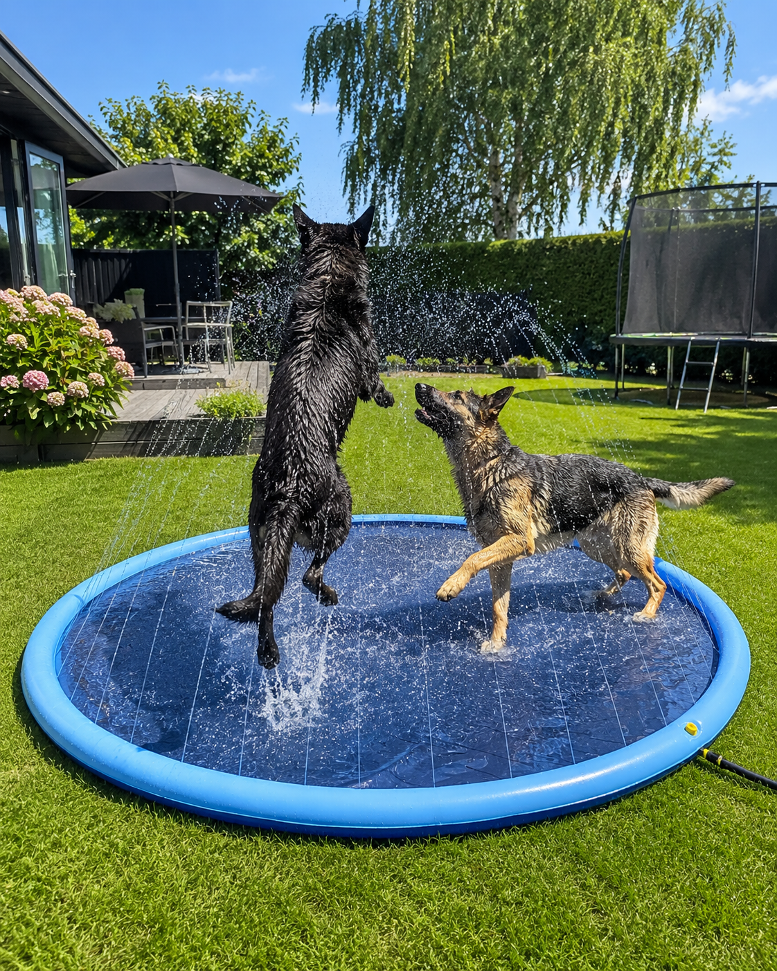 Hundepool med Vand Sprinkler (tilgængelig i størrelser til store og små hunde)