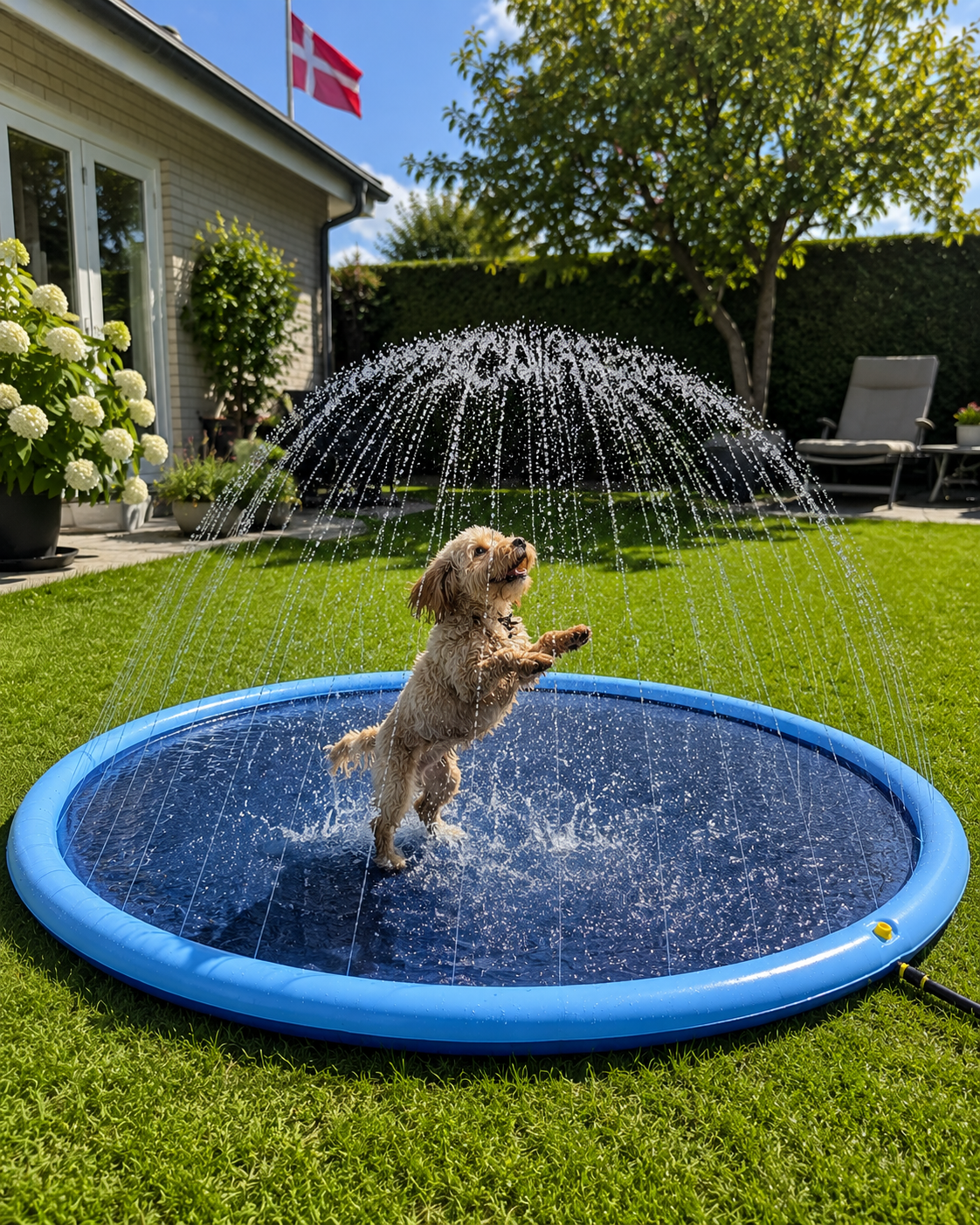 Hundepool med Vand Sprinkler (tilgængelig i størrelser til store og små hunde)