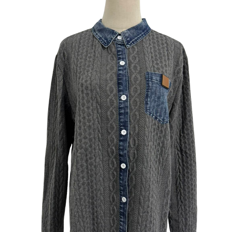 Icone™ DenimKnitwear: Kvinders Krave Patchwork Denim Strik