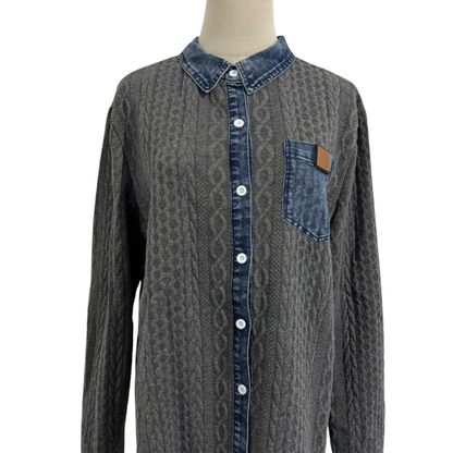 Icone™ DenimKnitwear: Kvinders Krave Patchwork Denim Strik