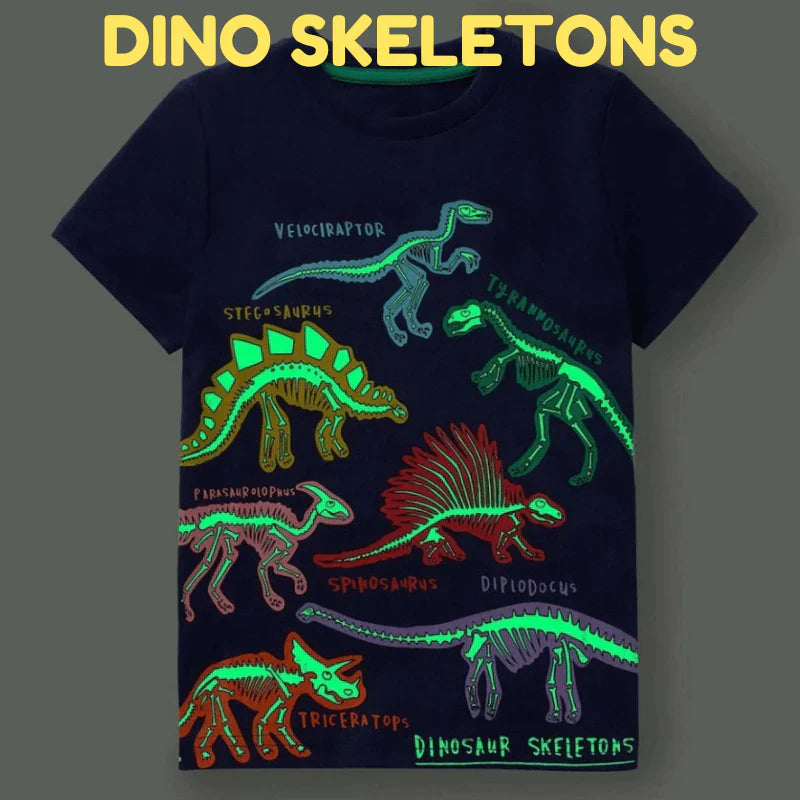 Icone™ DinoShirt: Børns T-shirt der Lyser i Mørket
