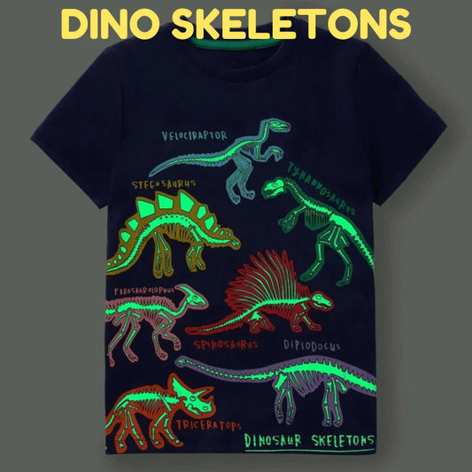 Icone™ DinoShirt: Børns T-shirt der Lyser i Mørket