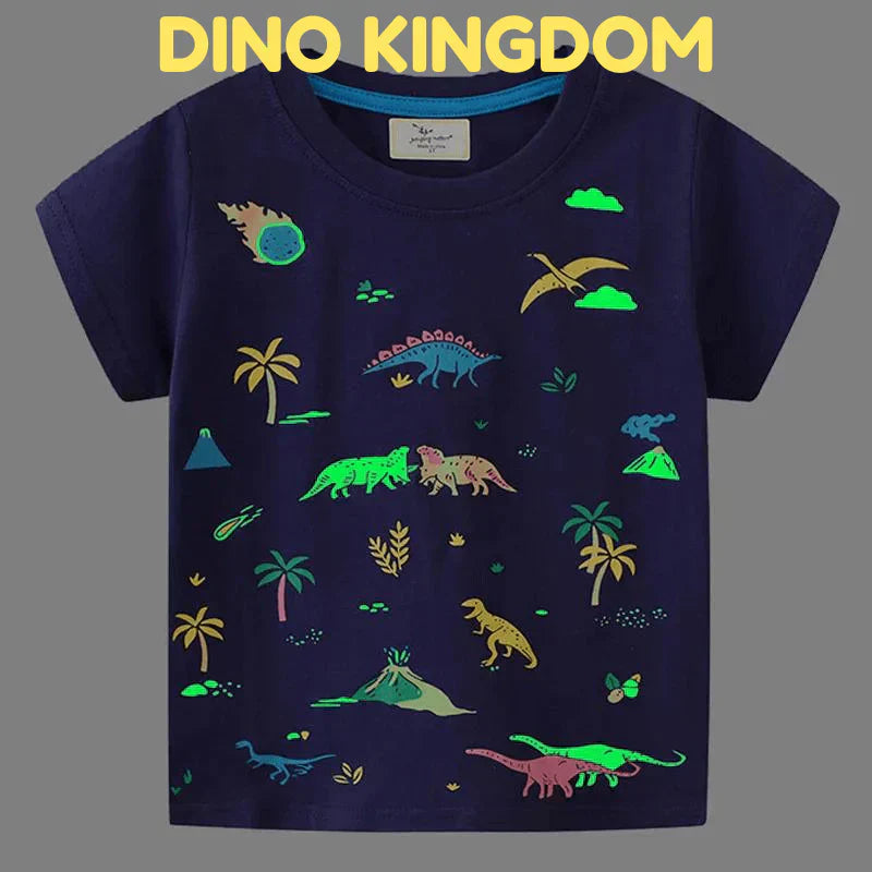 Icone™ DinoShirt: Børns T-shirt der Lyser i Mørket