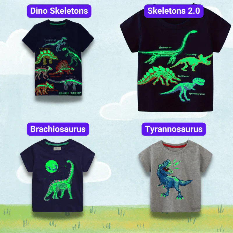 Icone™ DinoShirt: Børns T-shirt der Lyser i Mørket
